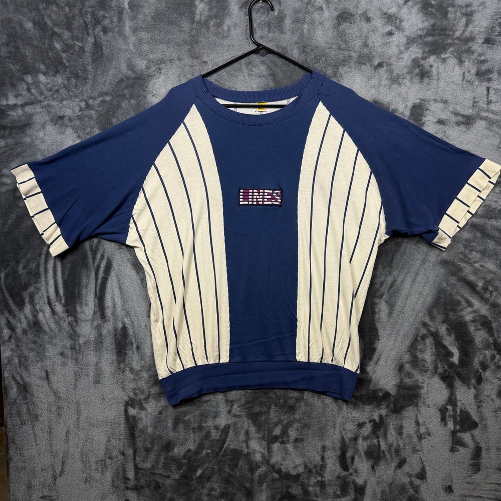 Calida Sweatshirt Mens XL Blue Good Vintage Stripe Short Sleeve Made Switzerland